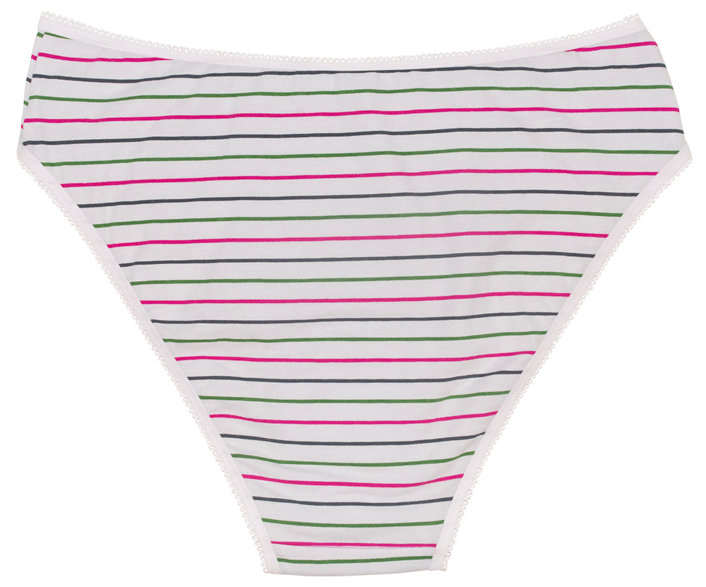Love Libby Panties Printed Cotton High Waist Bikini with Picot Trim — back view