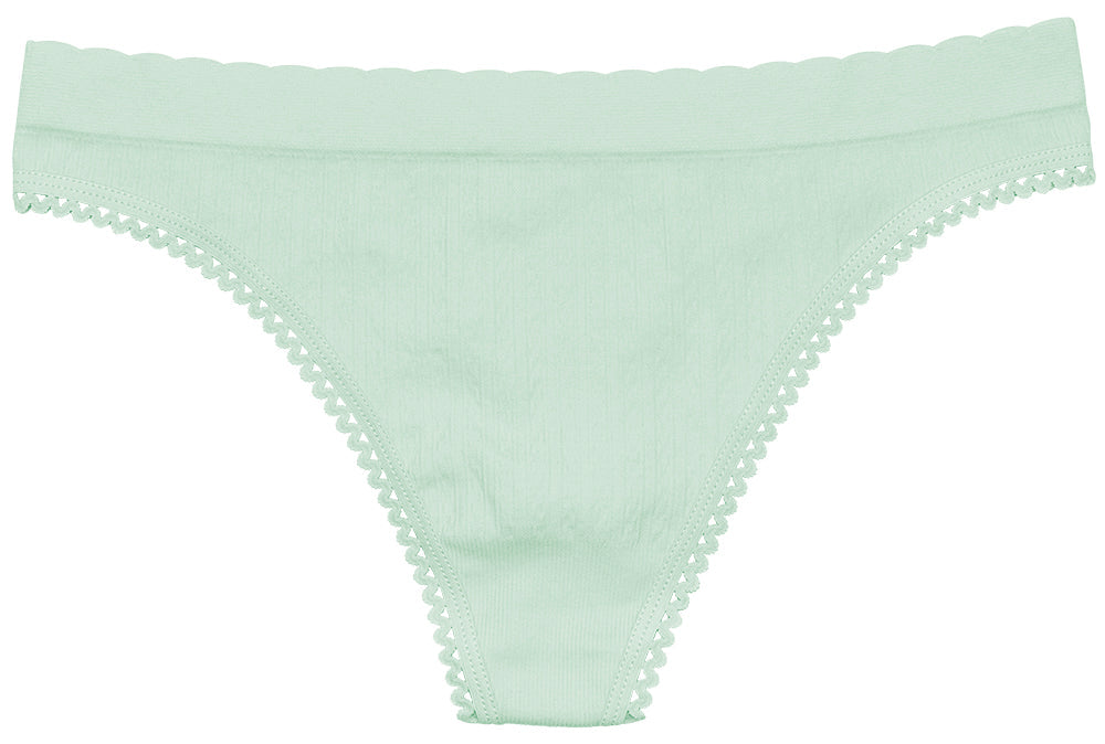 Love Libby Panties Seamless Textured Thong with Picot Trim — main product shot