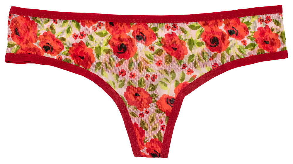 Love Libby Panties Winter Floral Mesh Thong – Sheer Comfort XS–3X — main product shot