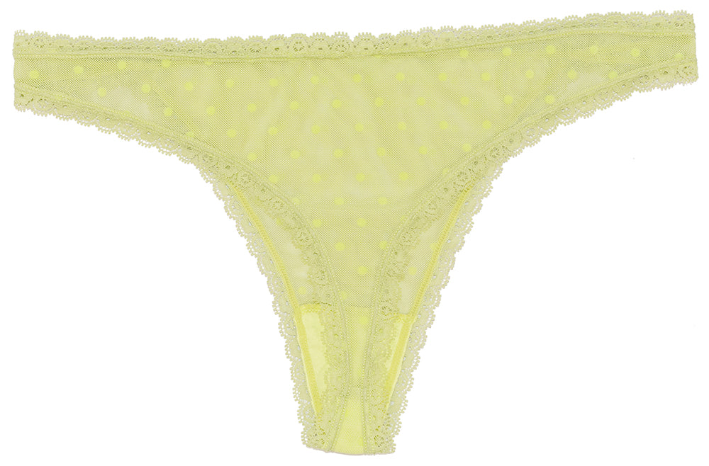 Love Libby Panties Flocked Polka Dot Mesh Thong with Lace Details — back view