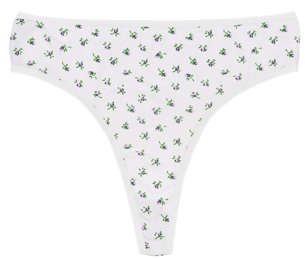 Love Libby Panties Printed Cotton High Waist Thong with Picot Trim — color detail
