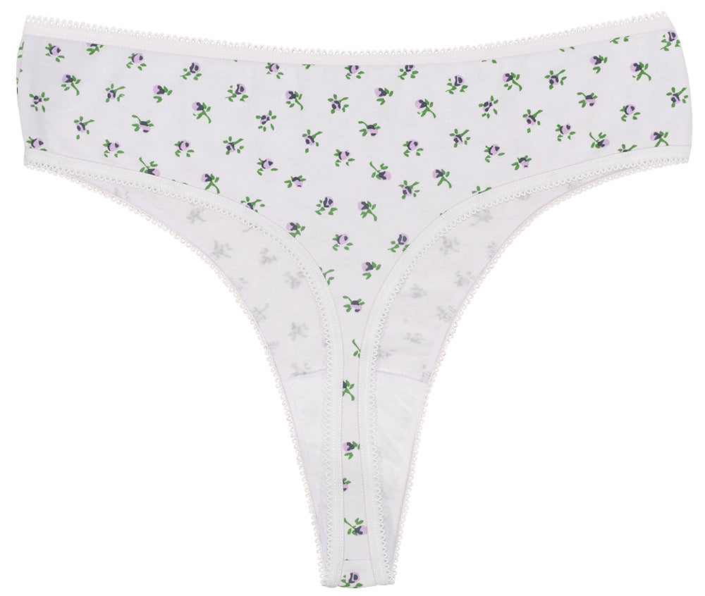 Love Libby Panties Printed Cotton High Waist Thong with Picot Trim — comparison shot