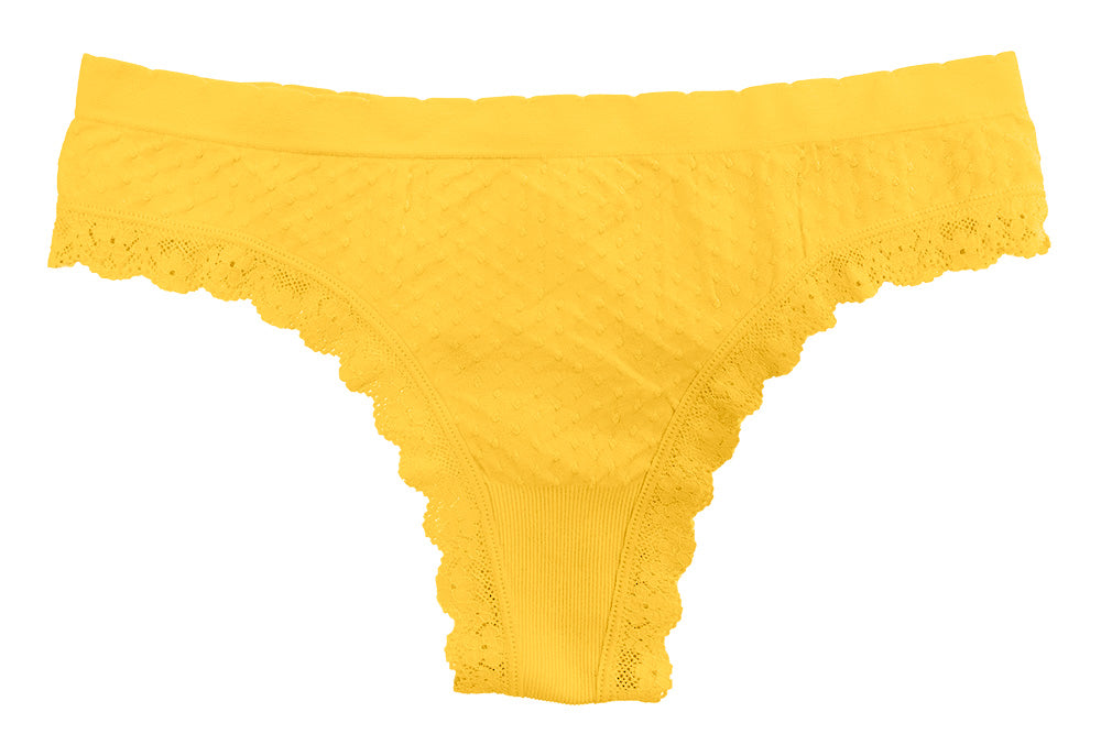 Love Libby Panties Scalloped Dot and Lace Seamless Tag Free Thong — main product shot