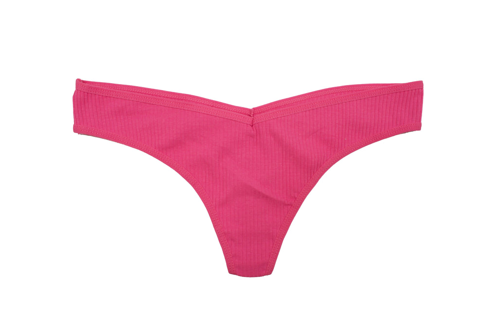 Love Libby Panties Cotton Rib Thong — flat-lay composition