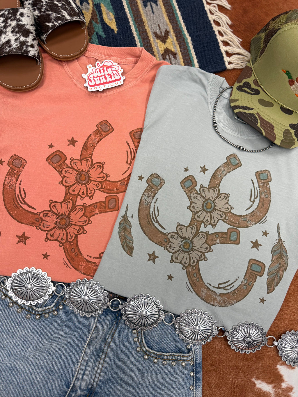 Wild Junkie Floral Horseshoe Graphic Tee - Bay — detail shot 6