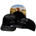 The Heartbeat Brand Texas Baseball Hat — Black Camo / Black — main product shot