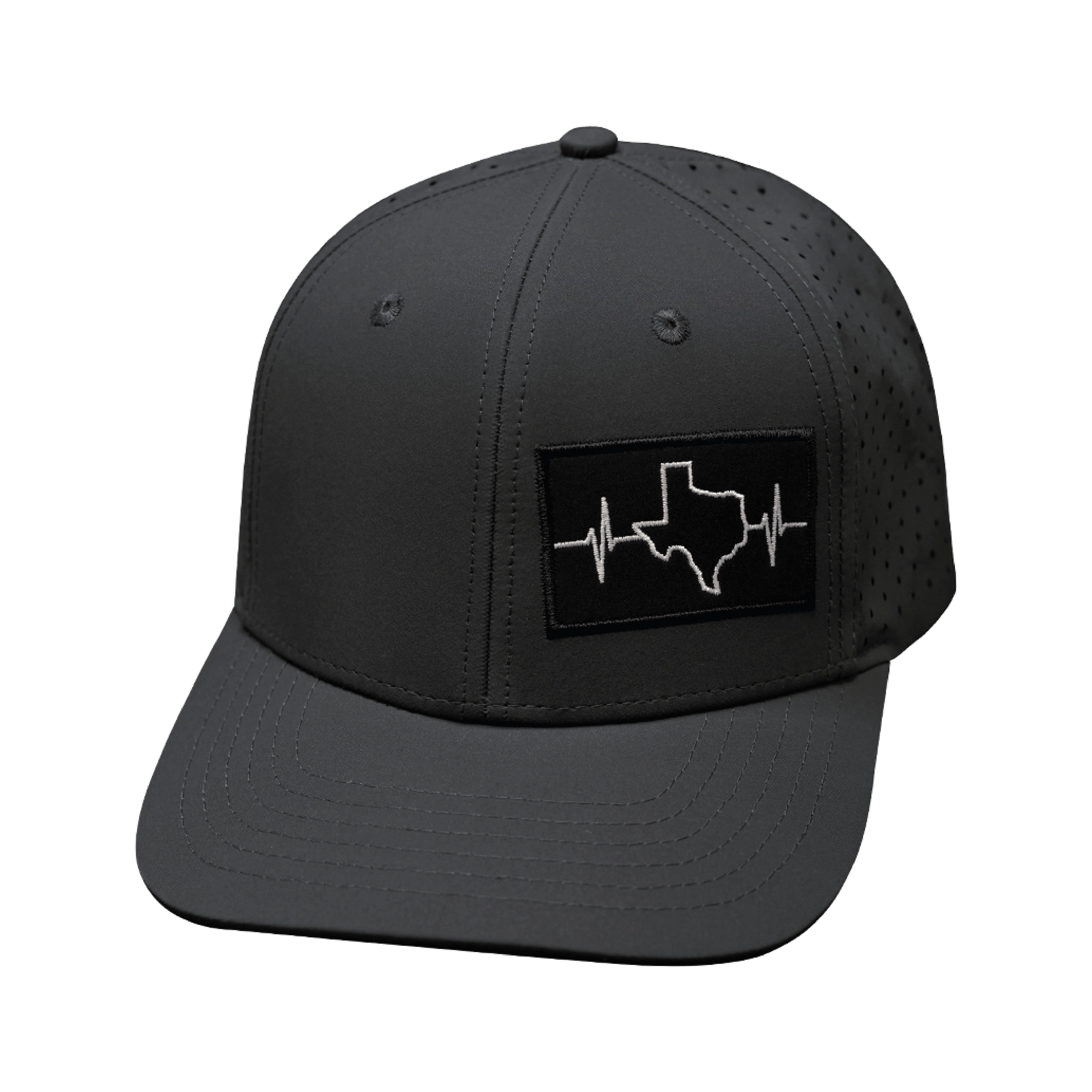 The Heartbeat Brand Texas Hat - Baseball Hat Fit - Charcoal - Laser Mesh — back view