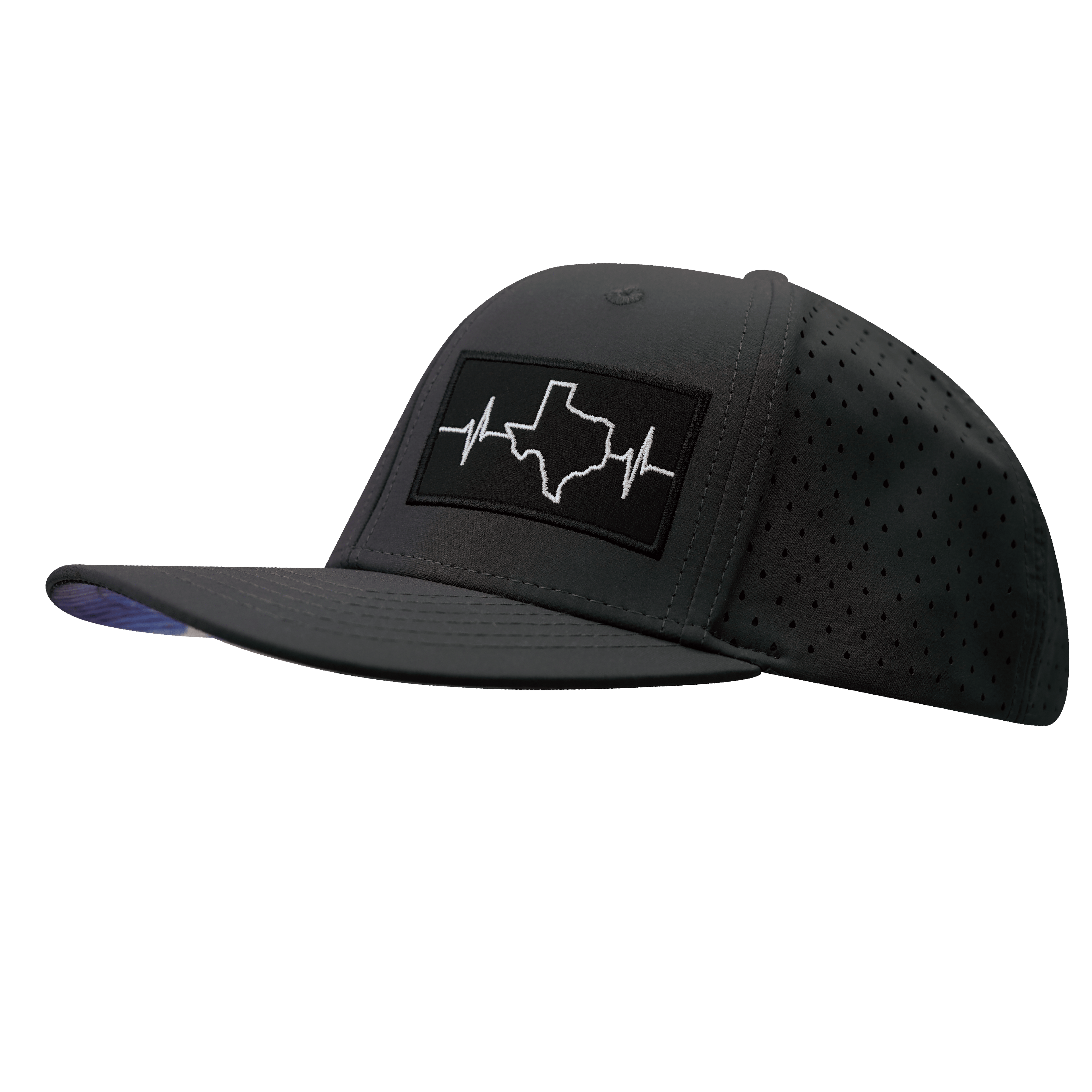 The Heartbeat Brand Texas Hat - Baseball Hat Fit - Charcoal - Laser Mesh — side view
