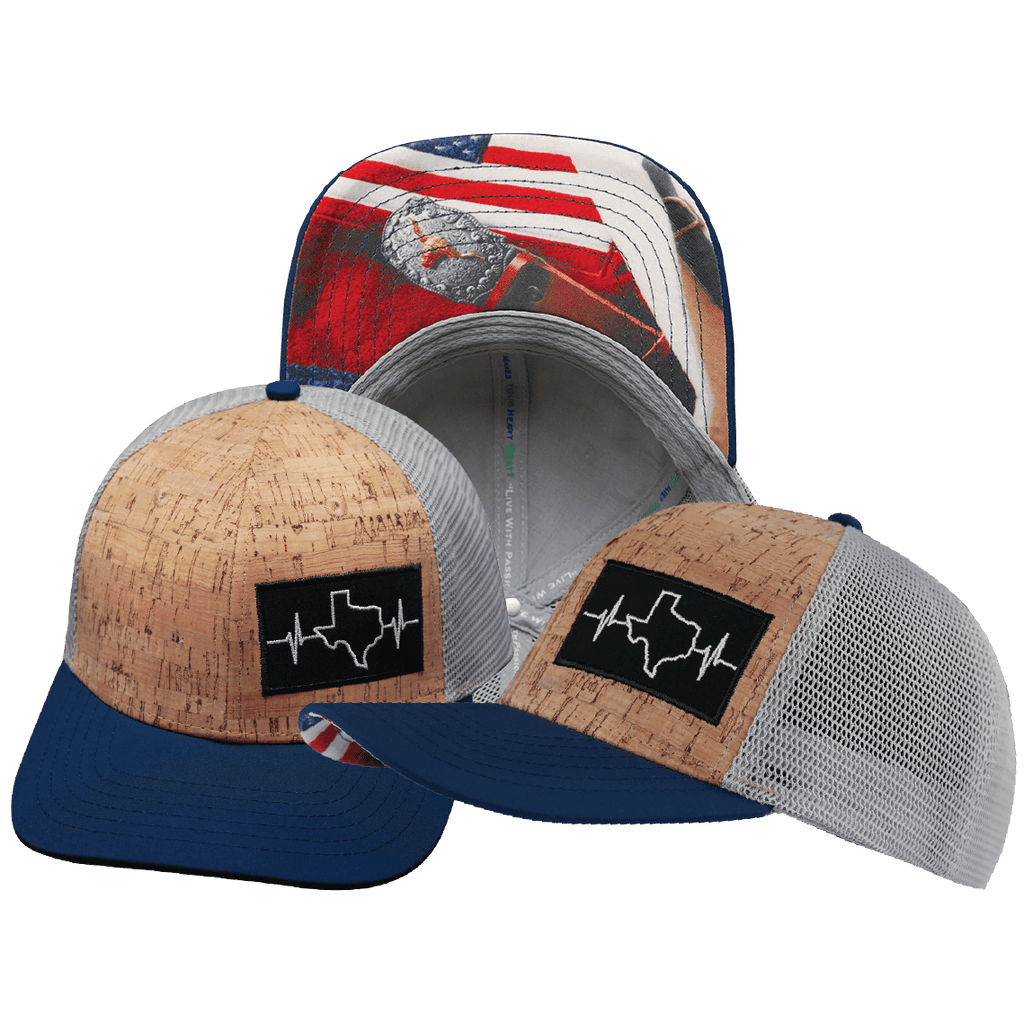 Texas Hat - Baseball Hat Fit - Cork - Navy / Gray - Trucker Mesh