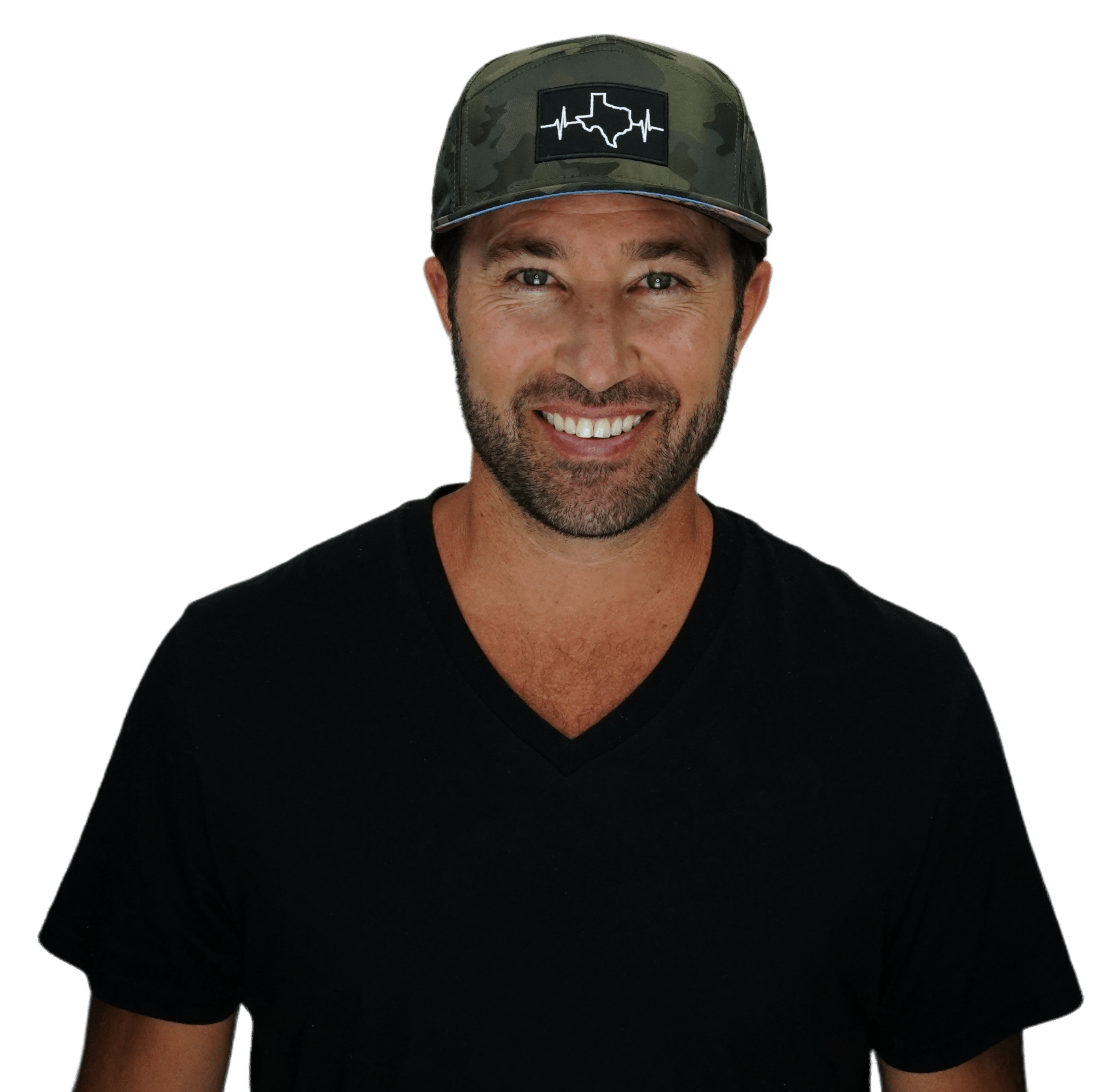 The Heartbeat Brand Texas Hat - Flat Bill - Green Camo / Black - Jersey Mesh — Green detail