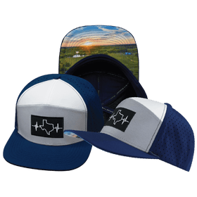 Texas Flat Bill Hat — Navy / Gray / White