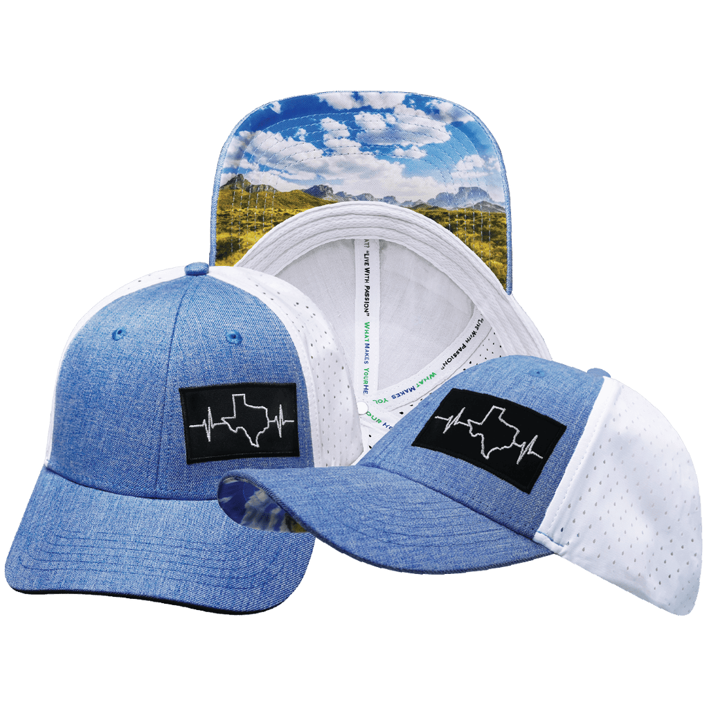Texas Hat - Low Profile - Ponytail - Light Blue / White - Laser Mesh
