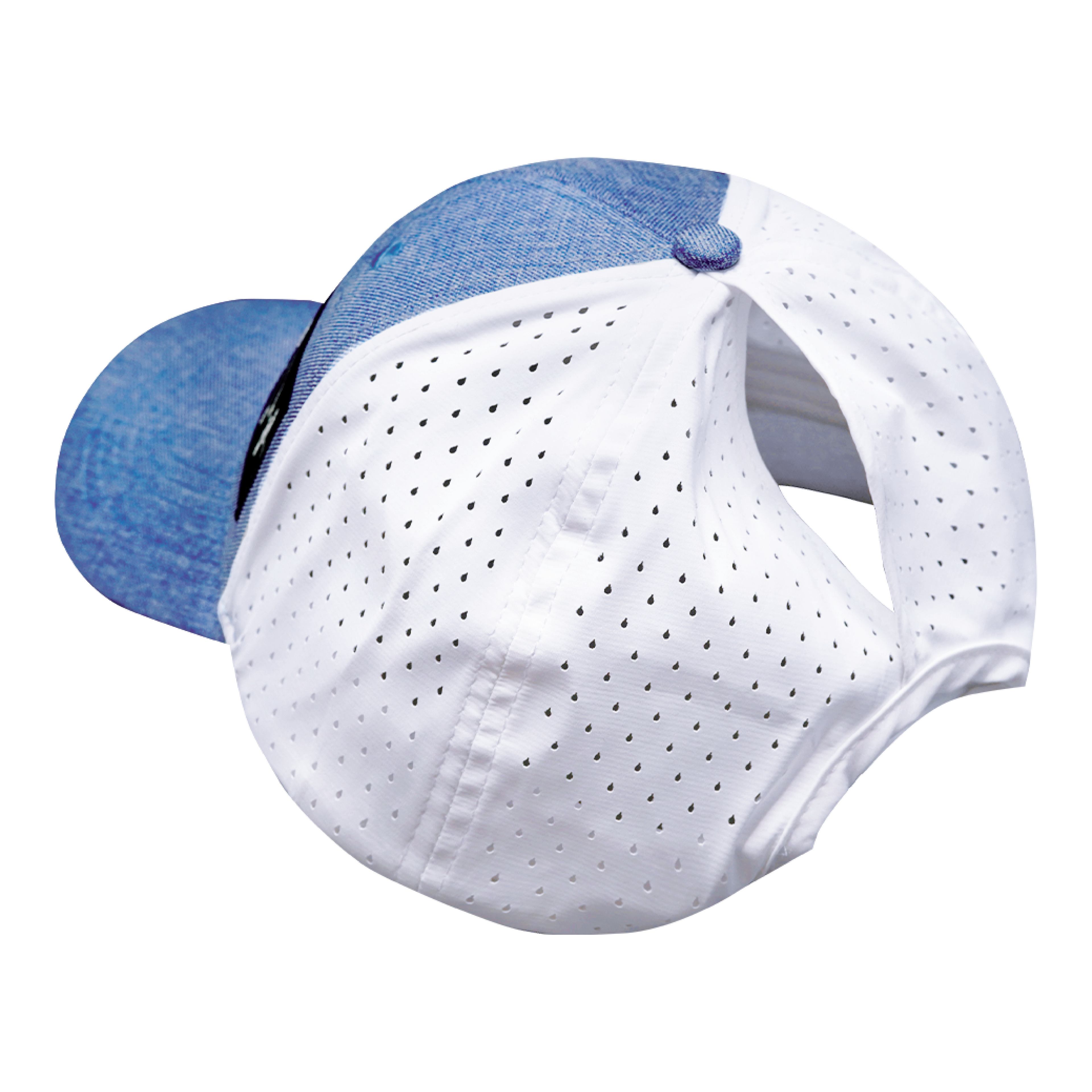 Texas Hat - Low Profile - Ponytail - Light Blue / White - Laser Mesh