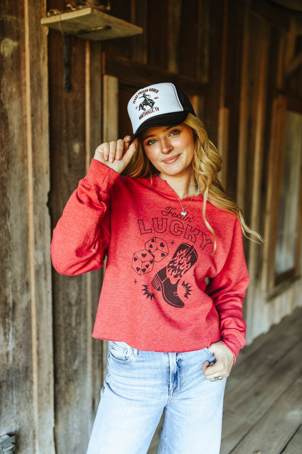 Wild Junkie Texas Prison Rodeo Trucker Hat — lifestyle context