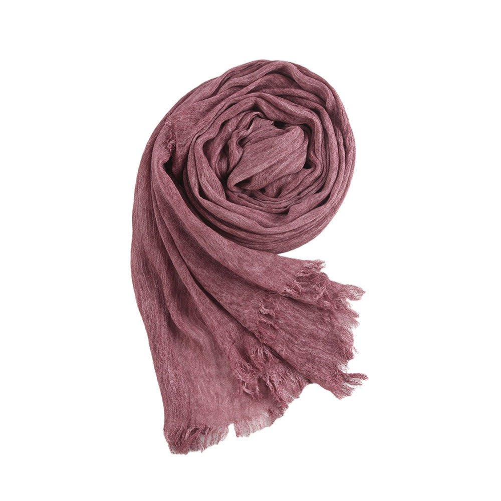 Mariam's Collection Textured Rayon Crinkle Hijab in Solid Hues Breathable Women's Wrap Hijab (MH145) — comparison shot