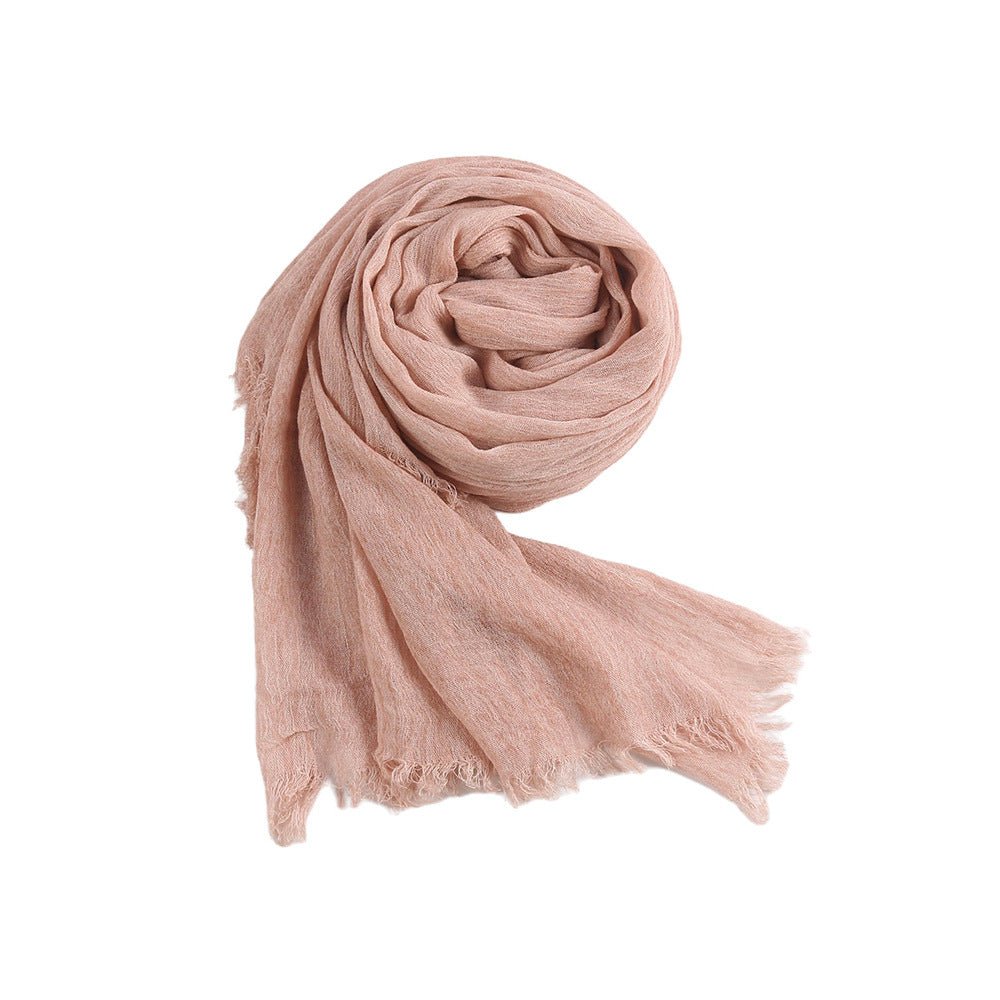 Mariam's Collection Textured Rayon Crinkle Hijab in Solid Hues Breathable Women's Wrap Hijab (MH145) — product on model