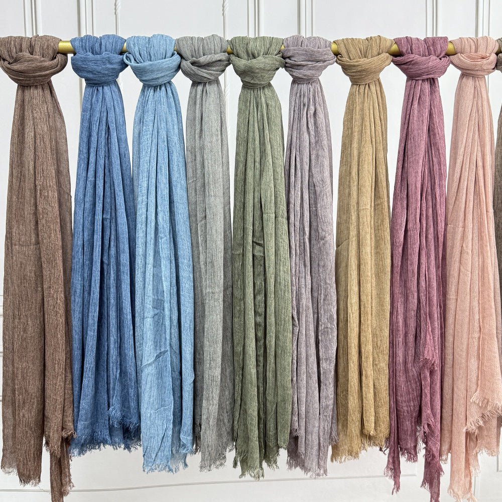 Mariam's Collection Textured Rayon Crinkle Hijab in Solid Hues Breathable Women's Wrap Hijab (MH145) — product category context