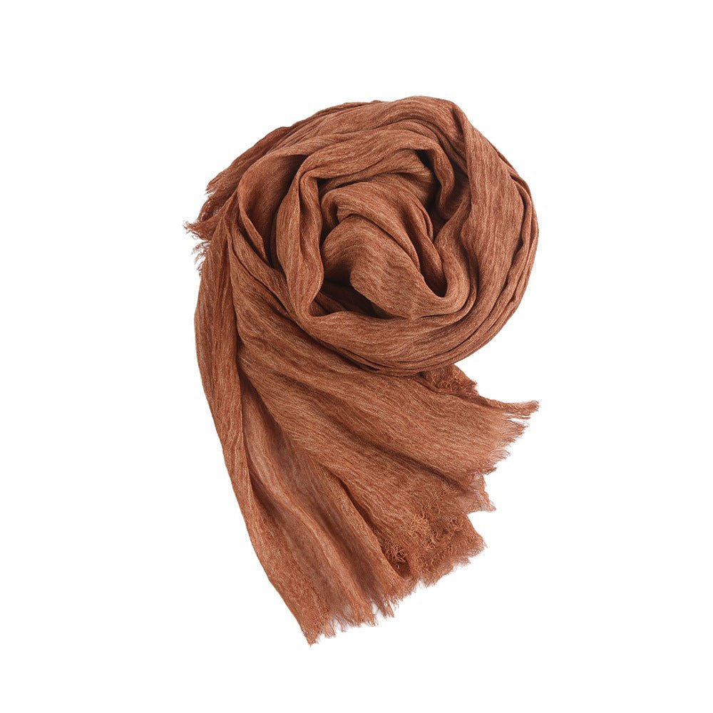 Mariam's Collection Textured Rayon Crinkle Hijab in Solid Hues Breathable Women's Wrap Hijab (MH145) — back view