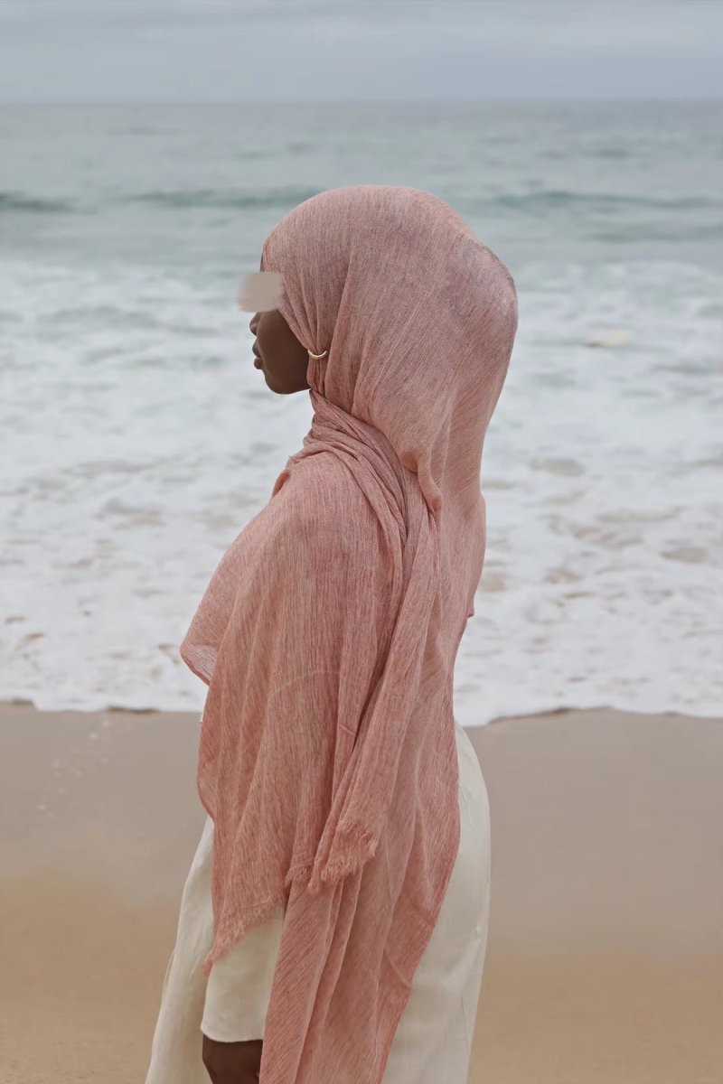 Mariam's Collection Textured Rayon Crinkle Hijab in Solid Hues Breathable Women's Wrap Hijab (MH145) — detail shot 7