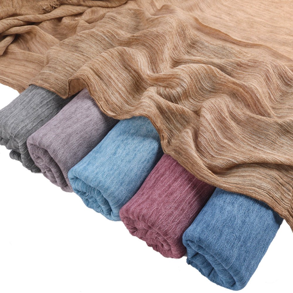 Mariam's Collection Textured Rayon Crinkle Hijab in Solid Hues Breathable Women's Wrap Hijab (MH145) — lifestyle worn / used context