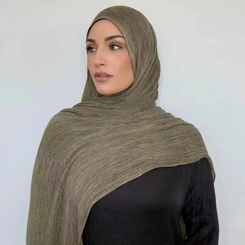 Mariam's Collection Textured Rayon Crinkle Hijab in Solid Hues Breathable Women's Wrap Hijab (MH145) — construction detail