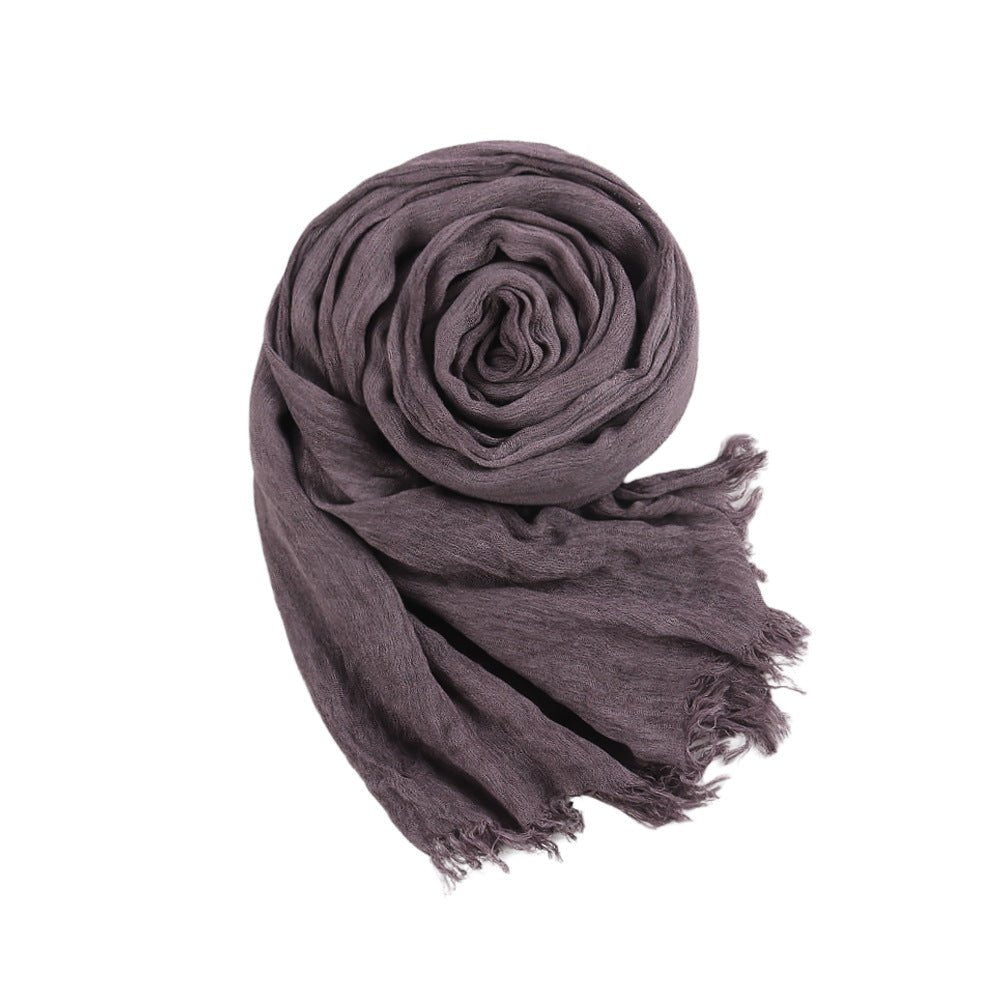 Mariam's Collection Textured Rayon Crinkle Hijab in Solid Hues Breathable Women's Wrap Hijab (MH145) — in-use photo