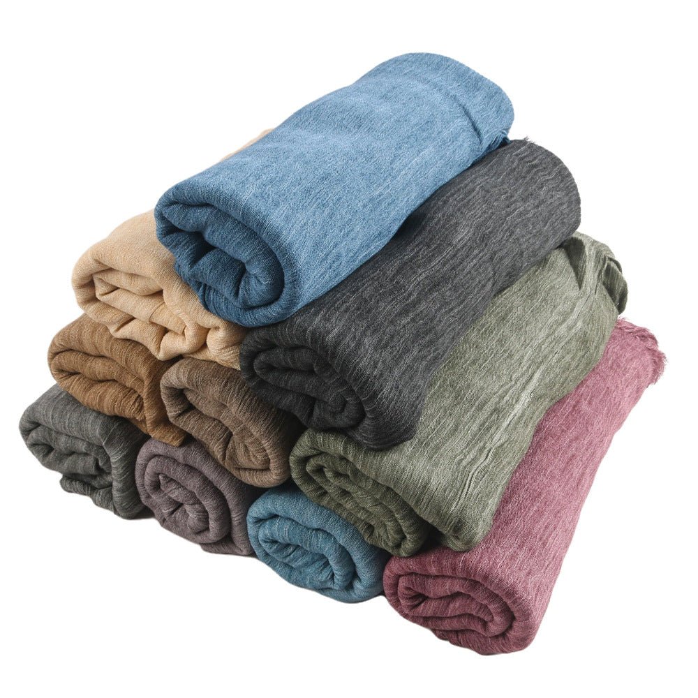 Mariam's Collection Textured Rayon Crinkle Hijab in Solid Hues Breathable Women's Wrap Hijab (MH145) — Mariam's Collection branding close-up