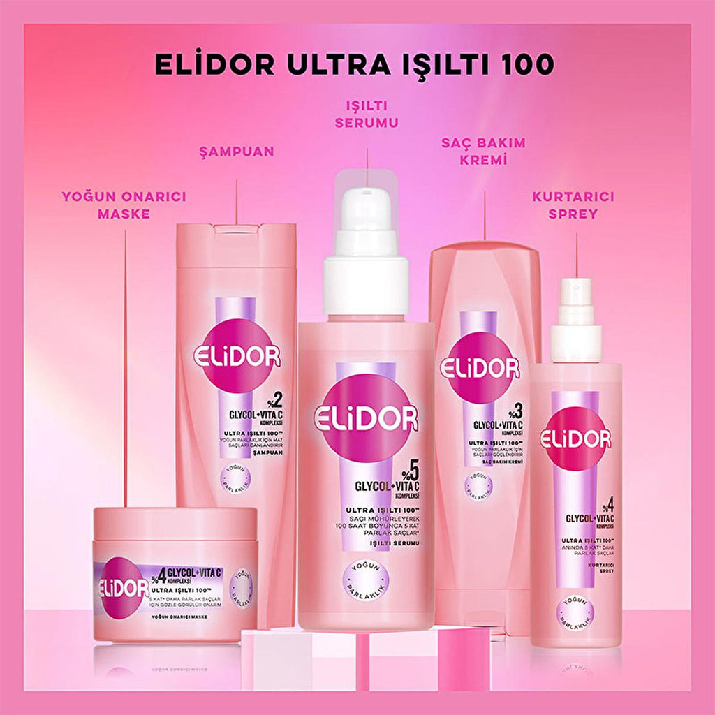 Elidor Ultra Shine 100 Repair Mask - 7.44 fl oz Deep Conditioning Hair Treatment for Damaged Hair Repair and Shine Enhancement