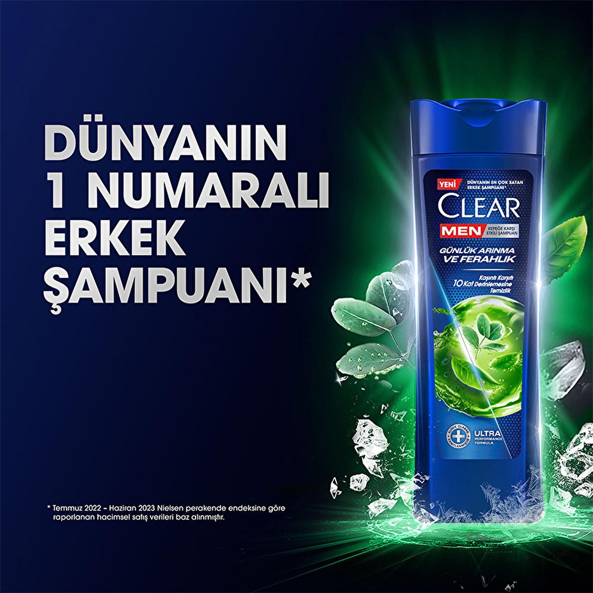 Clear Men: Advanced Anti-Dandruff Shampoo for Men - Cedarwood Eucalyptus - Itchy & Oily Scalp Relief - 48H Freshness