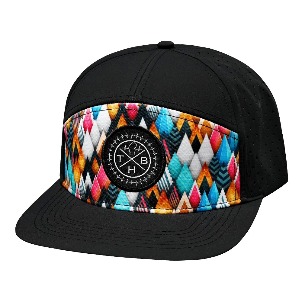 The Heartbeat Brand THB Flat Bill Hat — Colored Peaks / Black — main product shot