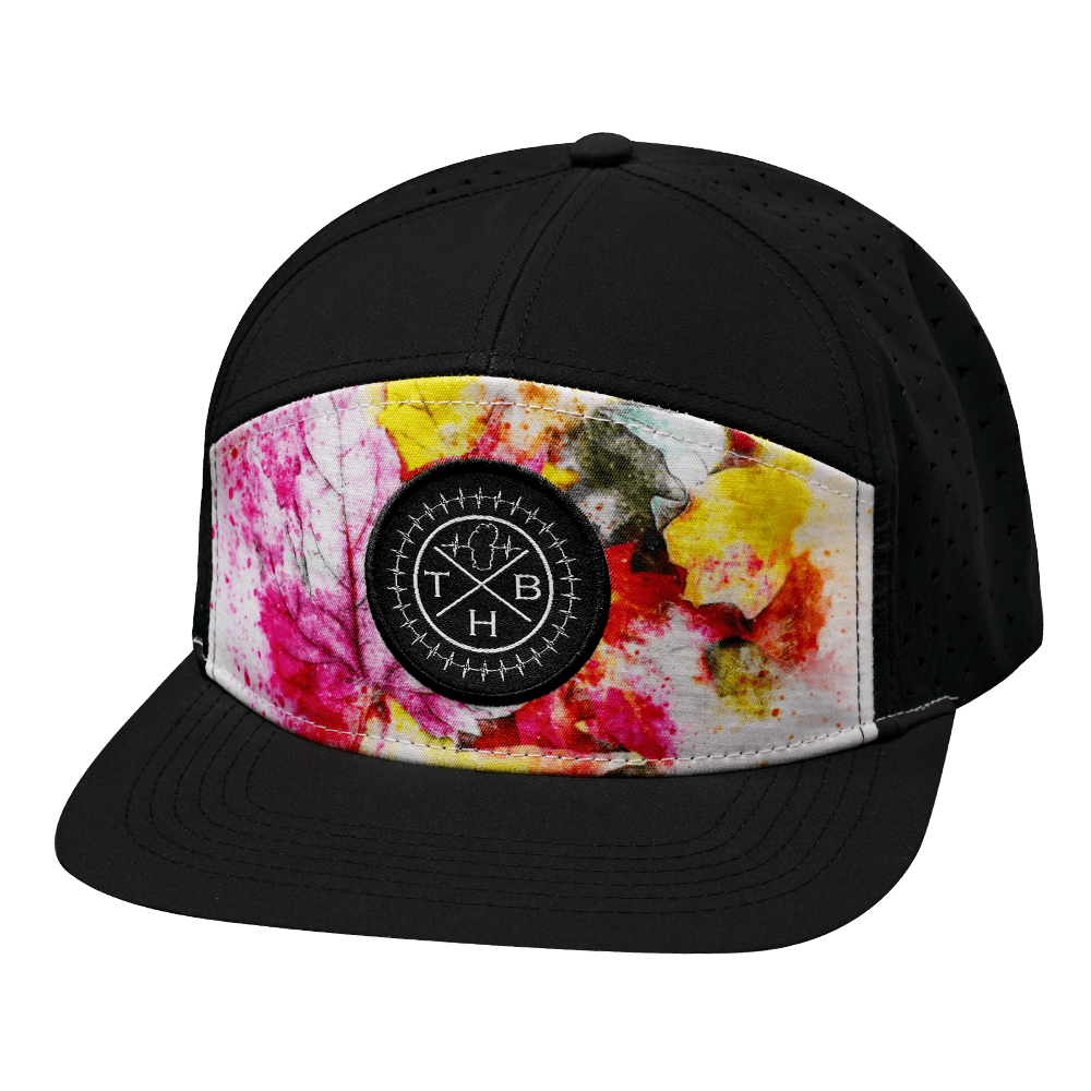 The Heartbeat Brand THB Flat Bill Hat — Fall Leaves / Black — main product shot