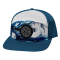 The Heartbeat Brand THB Flat Bill Hat — Fun Shui / Teal / White — main product shot