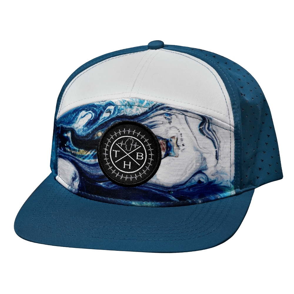 The Heartbeat Brand THB Flat Bill Hat — Fun Shui / Teal / White — main product shot