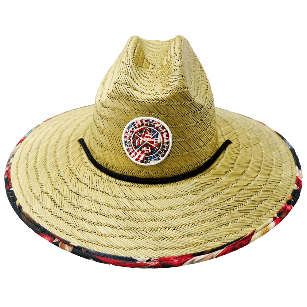 The Heartbeat Brand THB Straw - Sun Hat - Flag — detail close-up