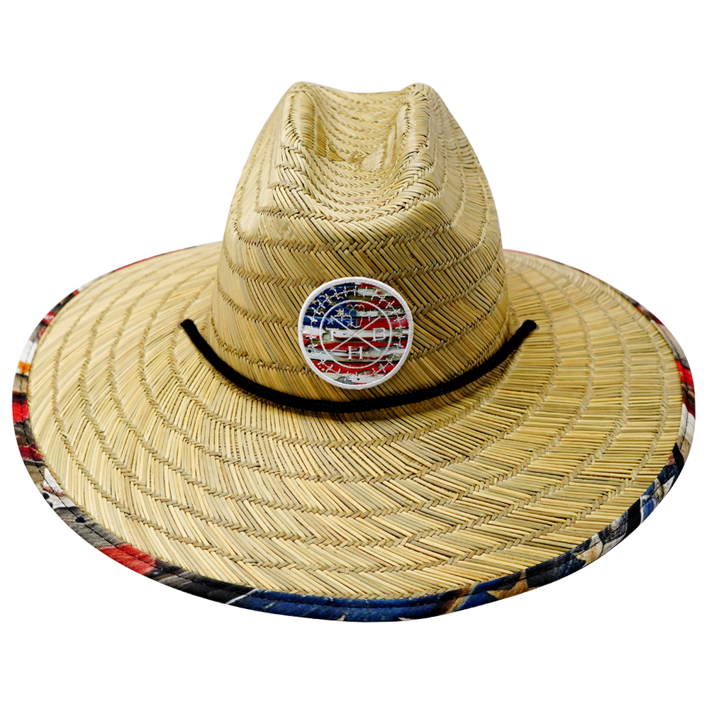 The Heartbeat Brand THB Straw - Sun Hat - Flag Rugged — construction detail