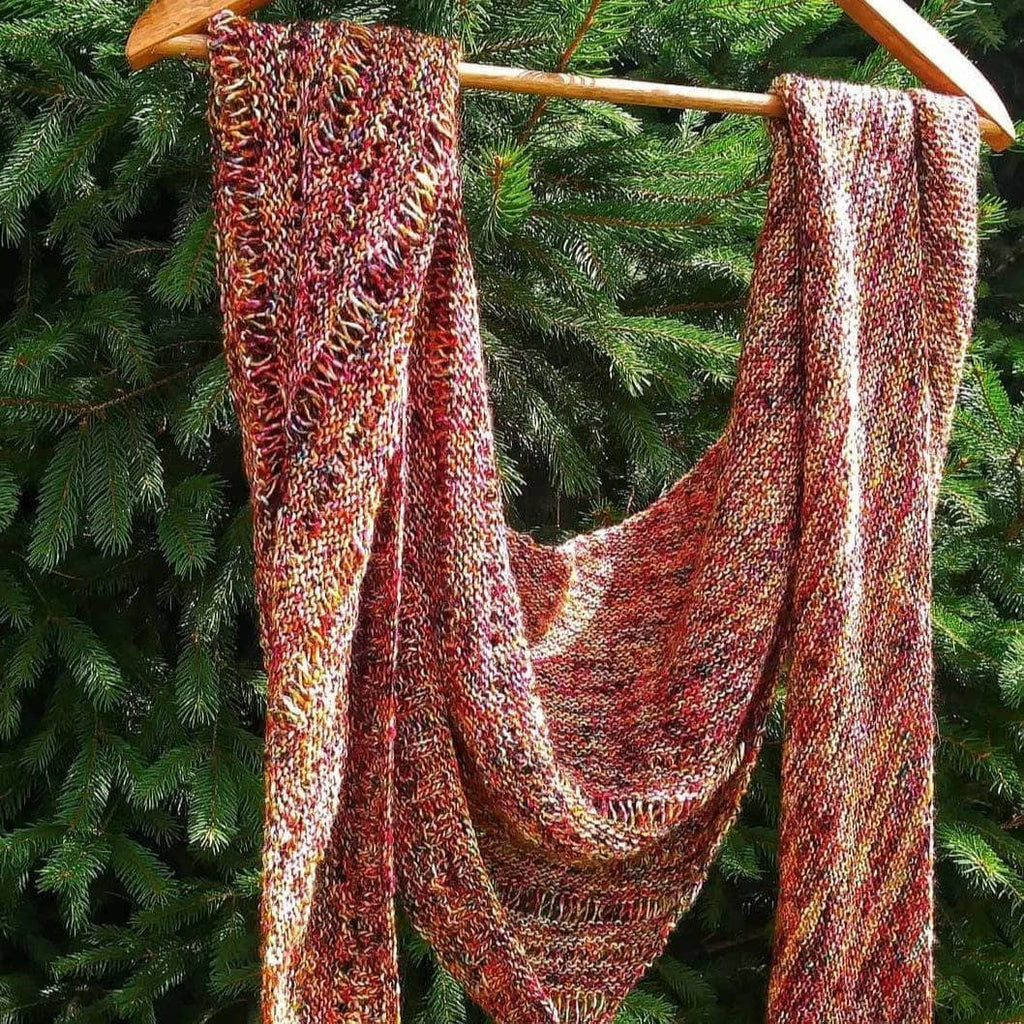 Darn Good Yarn The Carnival Shawl Knitting Kit — lifestyle worn / used context
