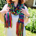 Darn Good Yarn Darn Good Yarn The Iris Scarf Knitting Kit — Darn Good Yarn branding close-up