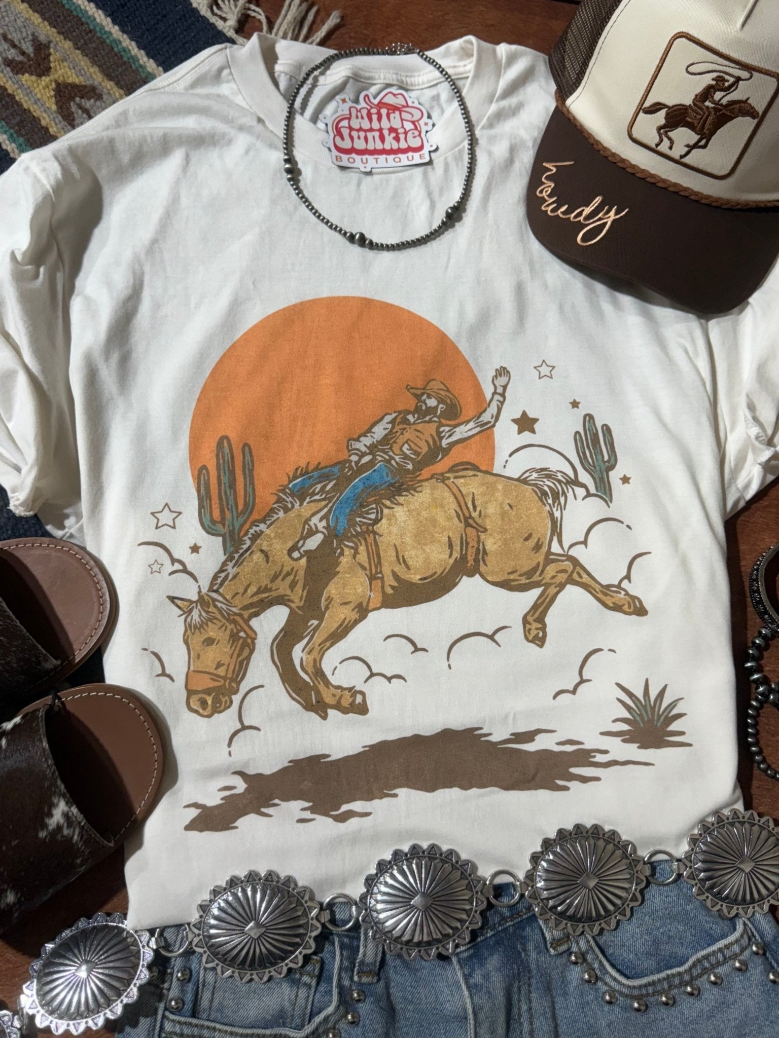Wild Junkie The Sunset Cowboy Rider Graphic Tee — main product shot