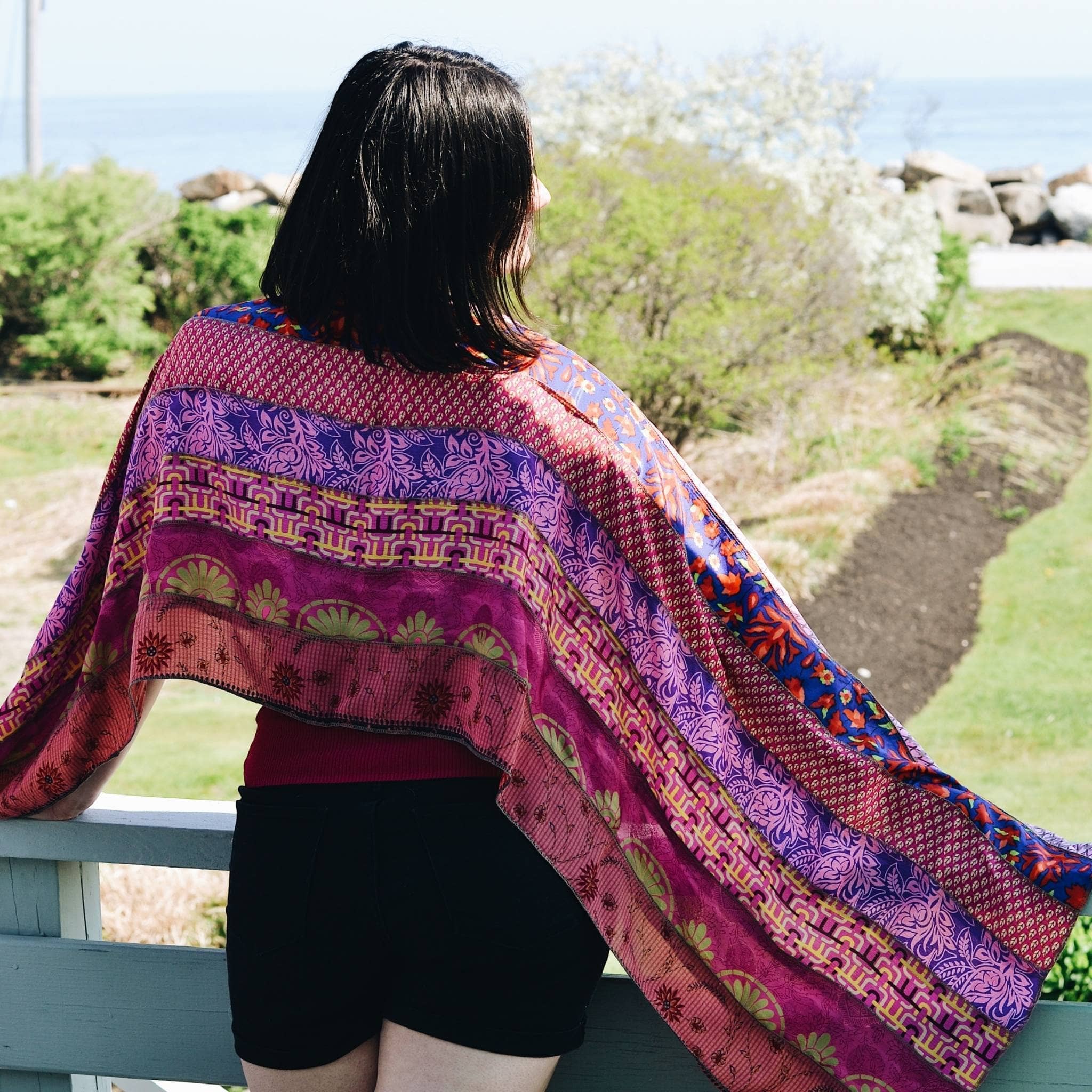 Darn Good Yarn The Medley Sari Silk Scarf — detail shot 7