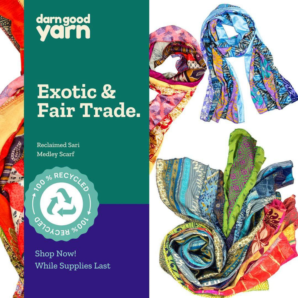 Darn Good Yarn The Medley Sari Silk Scarf — detail shot 9
