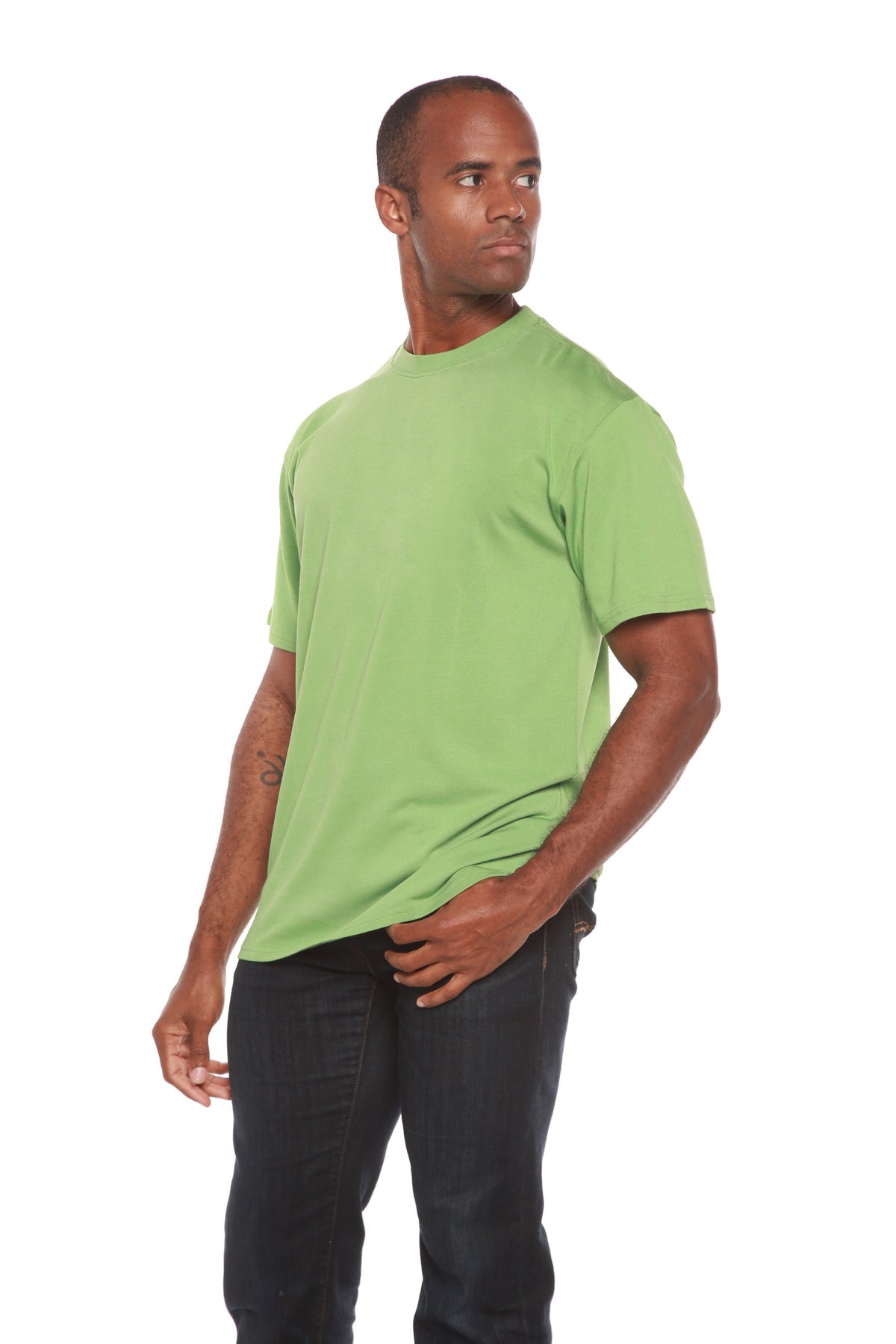 Spun Bamboo Clearance Men's Bamboo Short Sleeve Contrast Stitch T-Shirt — back view