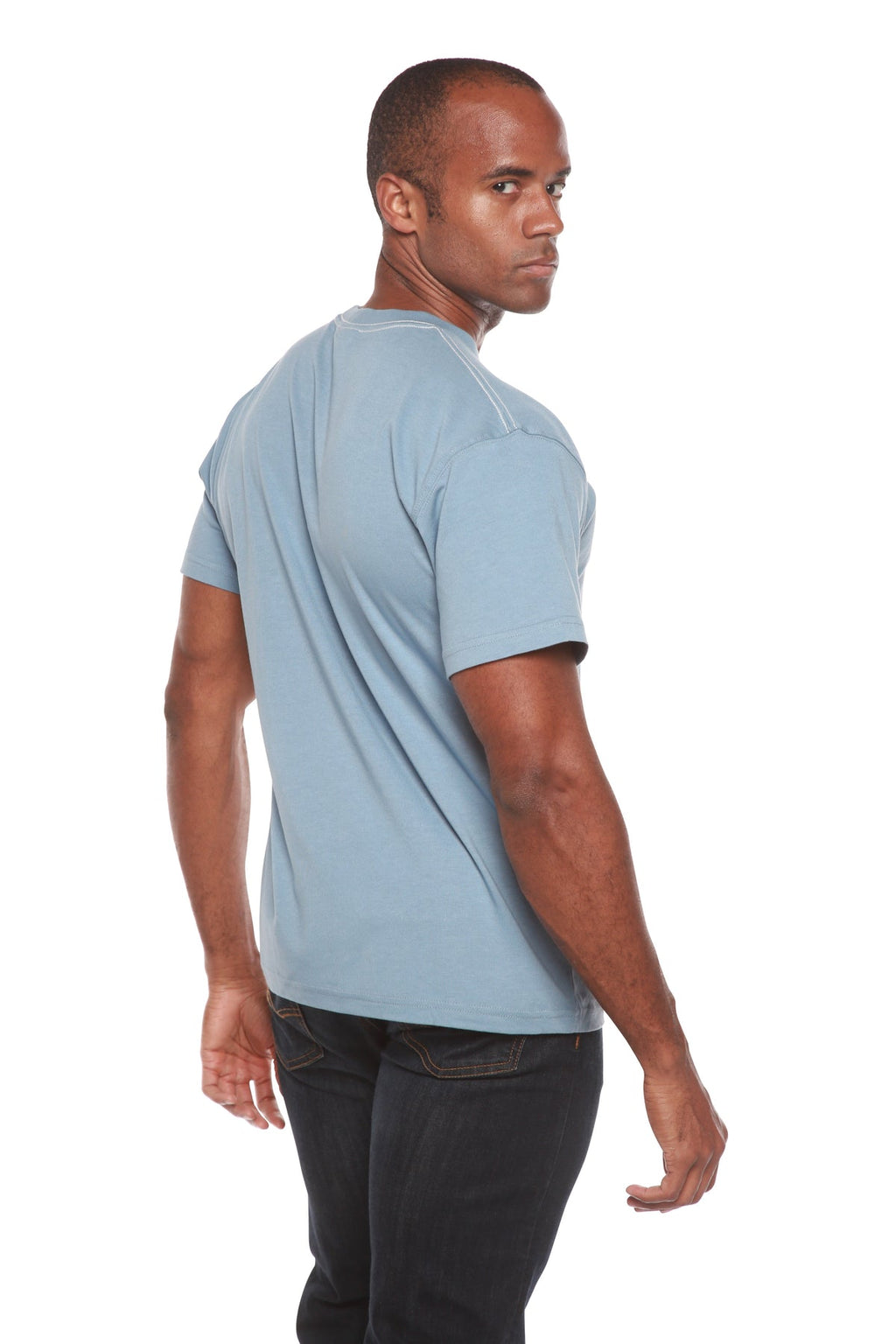 Spun Bamboo Men's Bamboo Viscose/Organic Cotton Short Sleeve Contrast Stitch T-Shirt — side view