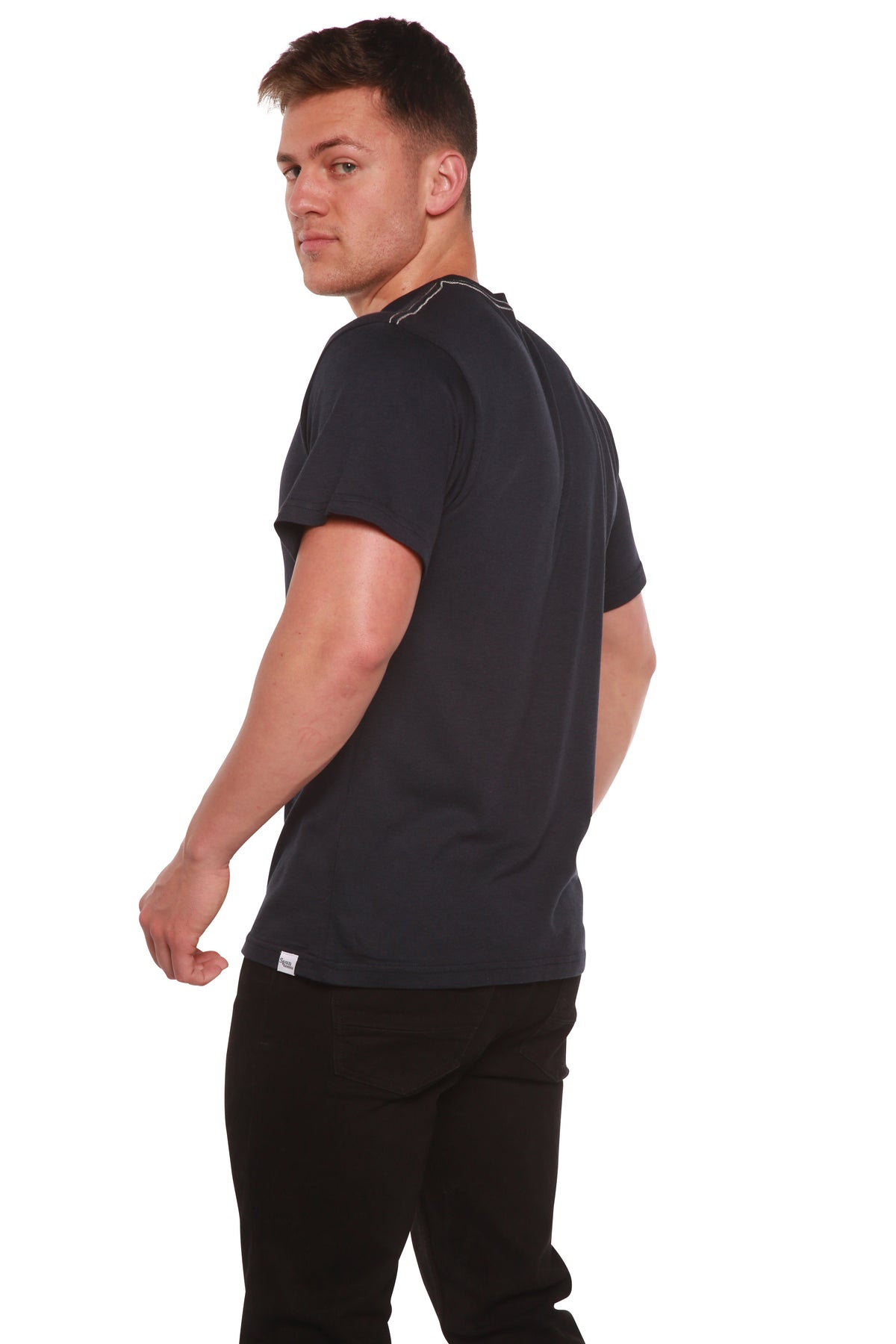 Spun Bamboo Men's Bamboo Viscose/Organic Cotton Short Sleeve Contrast Stitch T-Shirt — main product shot