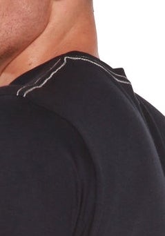 Spun Bamboo Men's Bamboo Viscose/Organic Cotton Short Sleeve Contrast Stitch T-Shirt — detail close-up