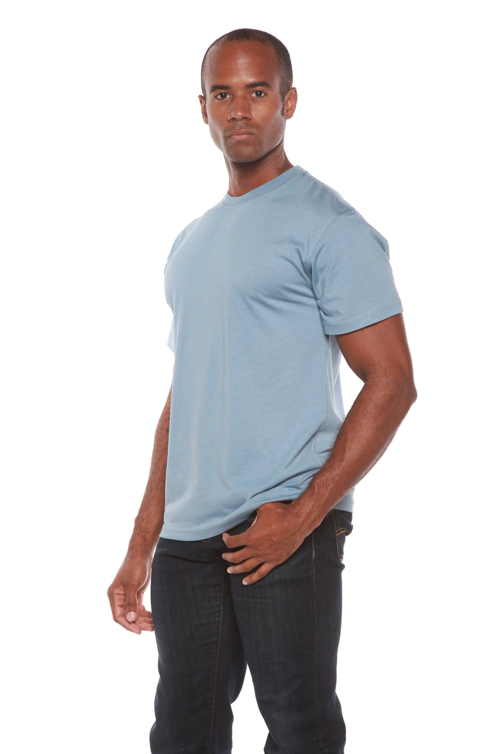 Spun Bamboo Men's Bamboo Viscose/Organic Cotton Short Sleeve Contrast Stitch T-Shirt — back view