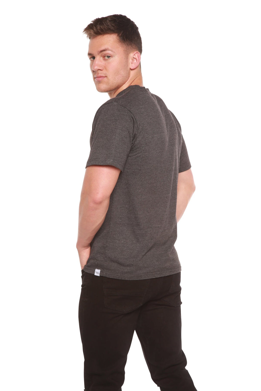 Spun Bamboo Clearance Men's Bamboo Short Sleeve Contrast Stitch T-Shirt — lifestyle context