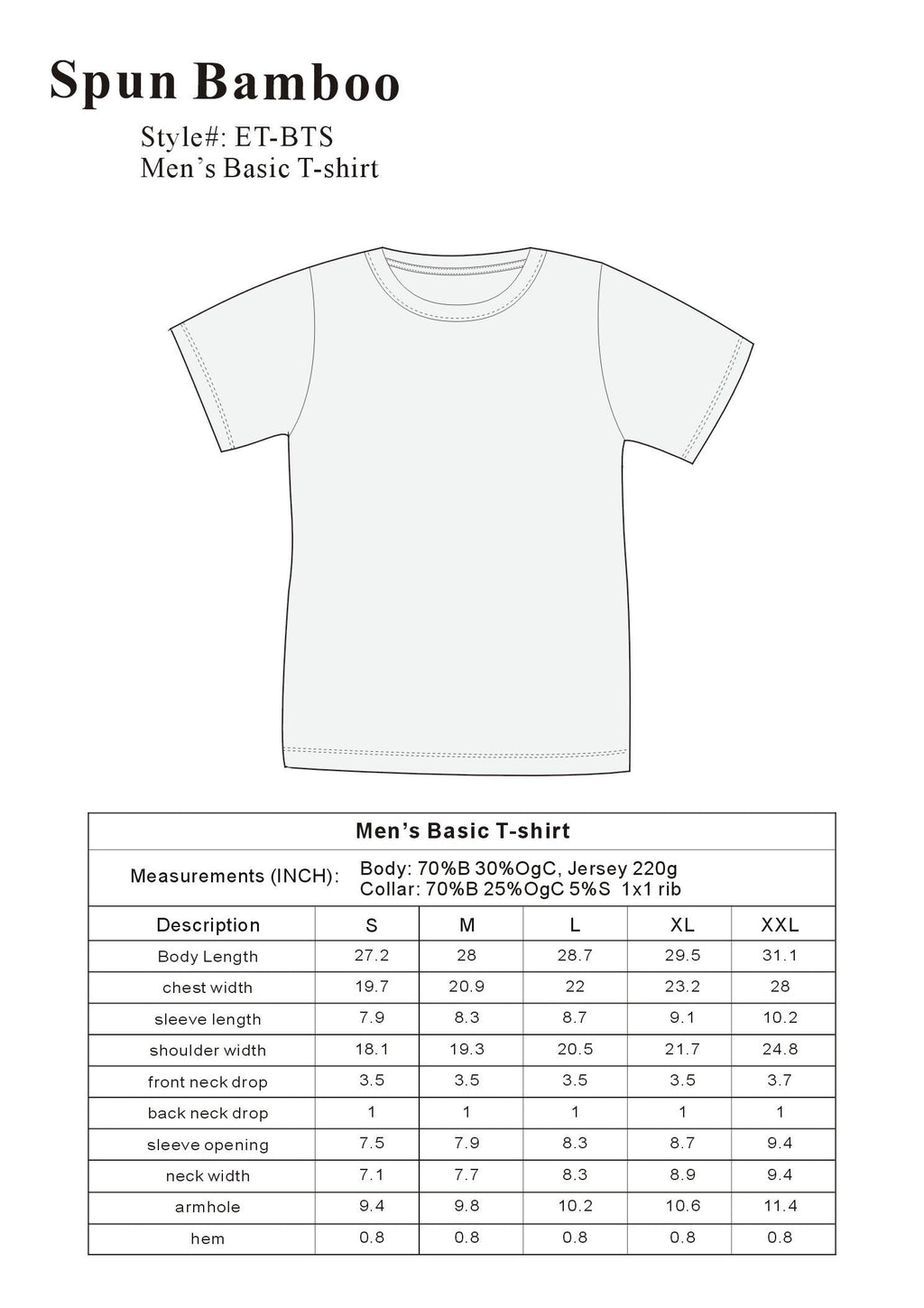 Spun Bamboo Clearance Men's Bamboo Short Sleeve T-Shirt - Classic Cut — main product shot