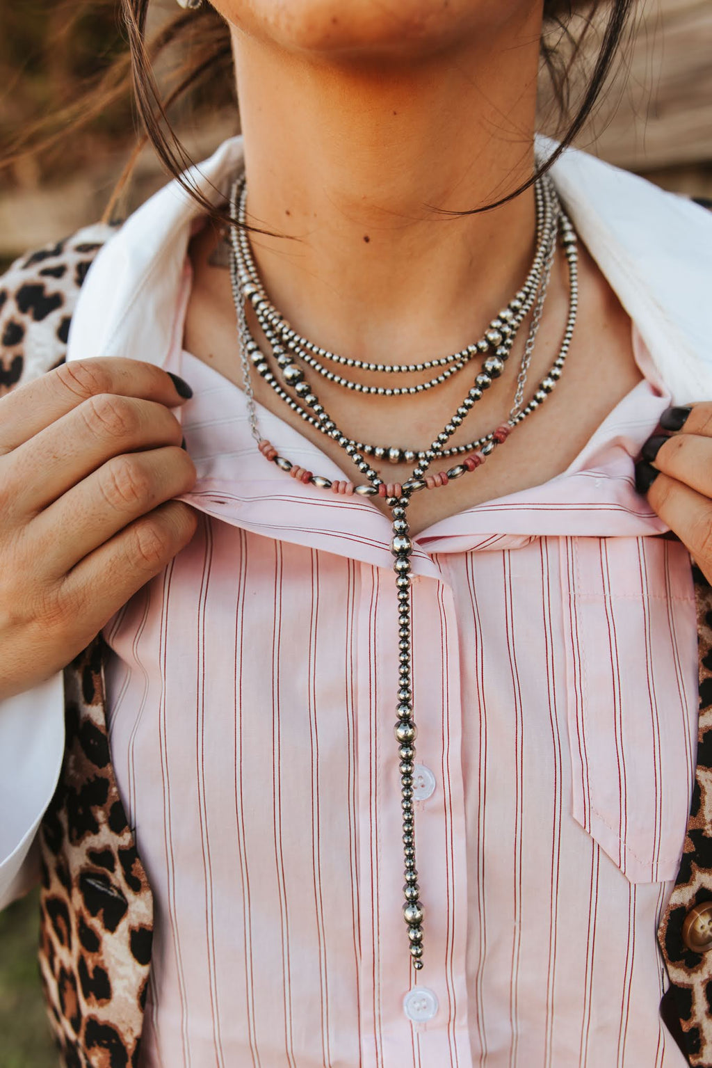 Wild Junkie The Pink Horizon Chain Necklace — detail close-up