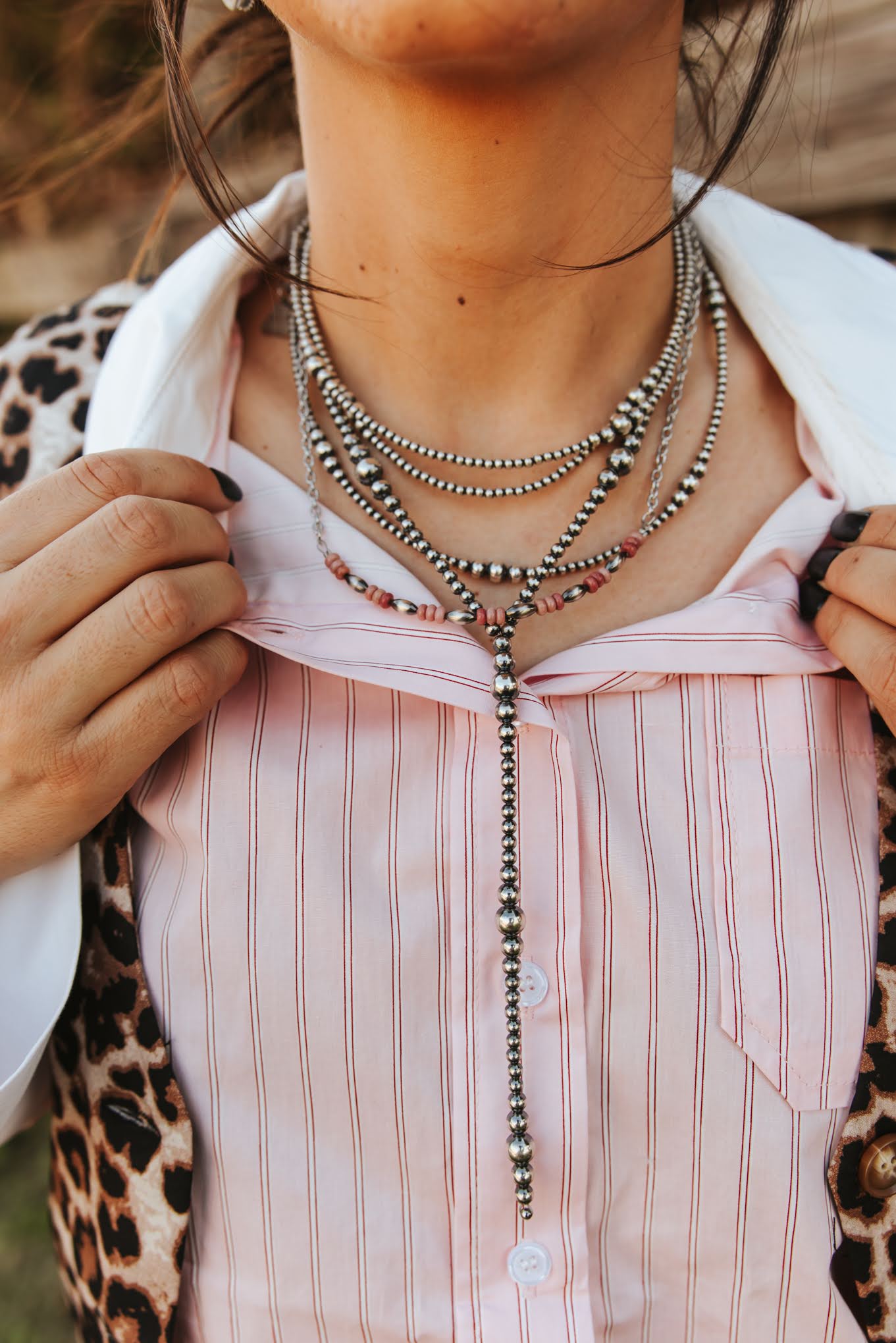 Wild Junkie The Pink Horizon Chain Necklace — detail close-up