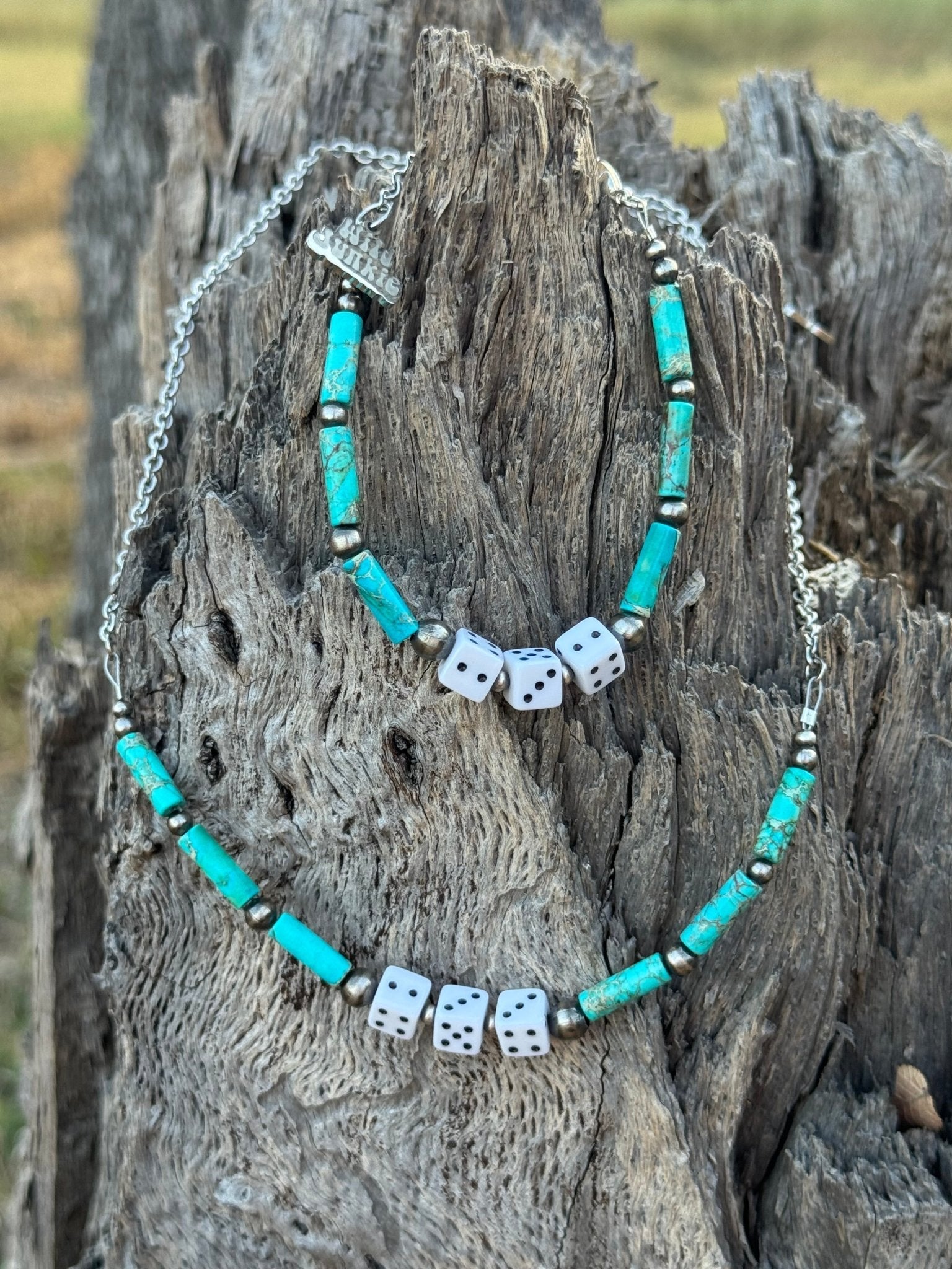 Wild Junkie Sterling Silver Slot Dice Necklace — back view